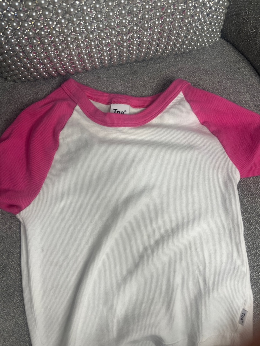 Tna White & Pink Baseball Raglan Tee